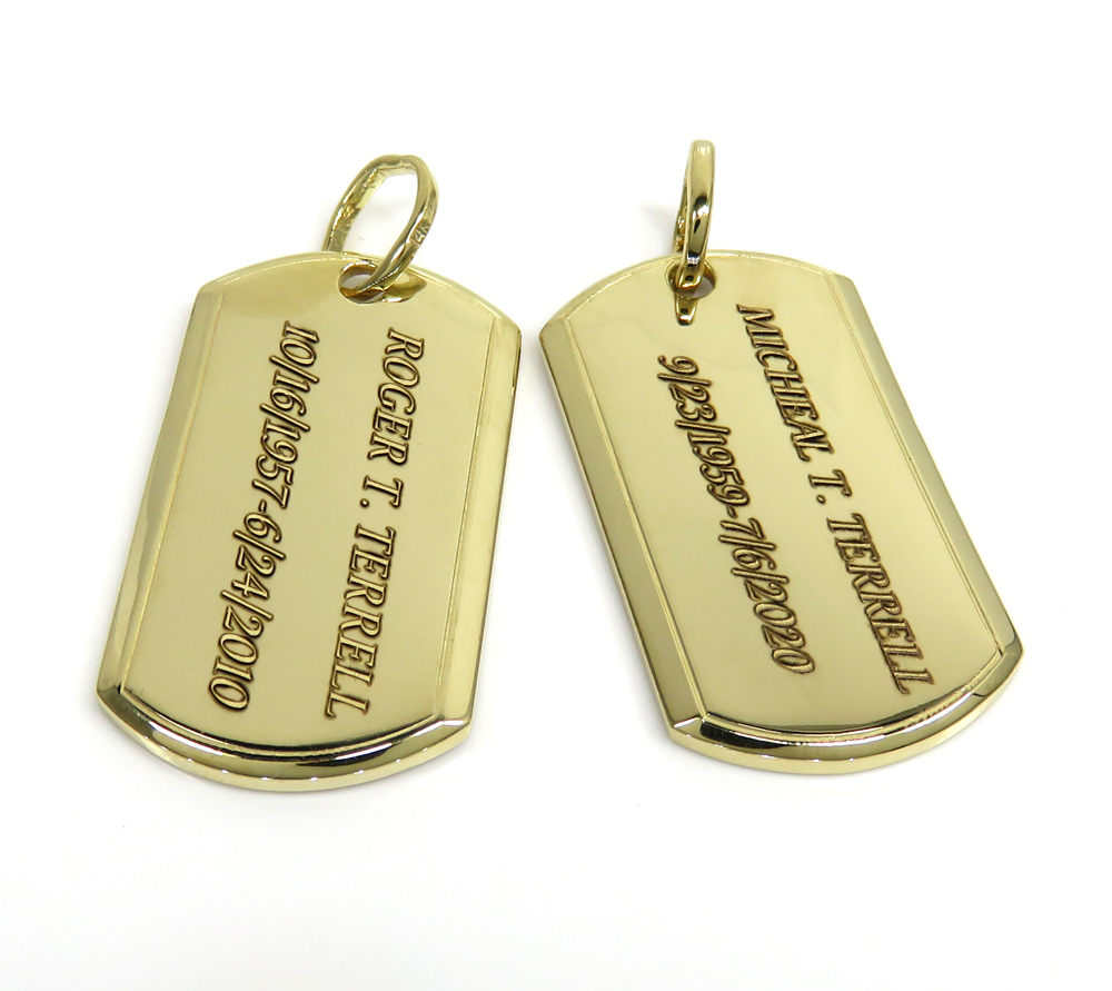 14k yellow gold medium dog tag pendant