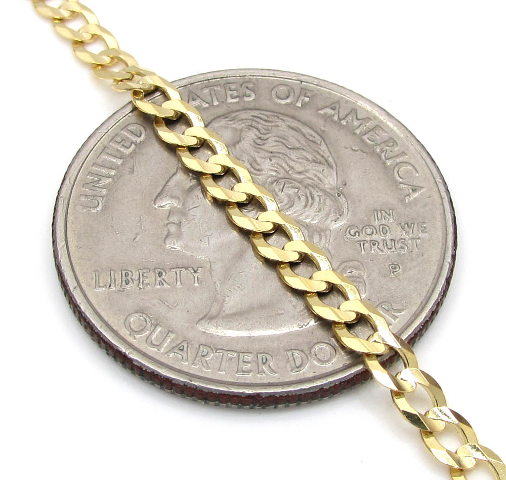 14k yellow gold solid cuban chain 18-24 inch 3mm