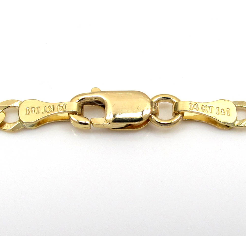 14k yellow gold solid cuban chain 18-24 inch 3mm