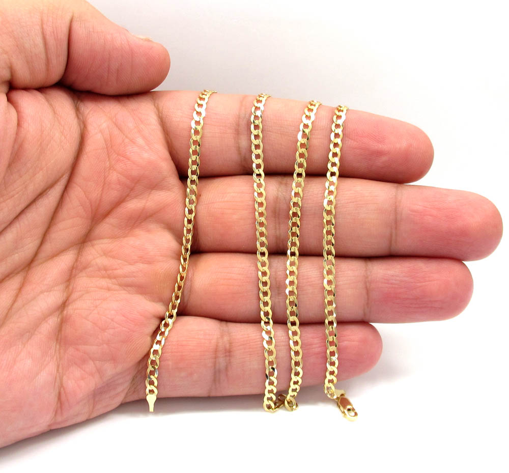 14k yellow gold solid cuban chain 18-24 inch 3mm - Image 5