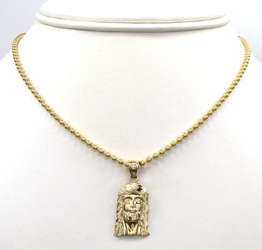 10k yellow gold diamond cut mini jesus face pendant - Image 6