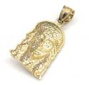 10k yellow gold diamond cut mini jesus face pendant