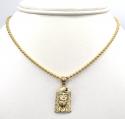 10k yellow gold diamond cut mini jesus face pendant