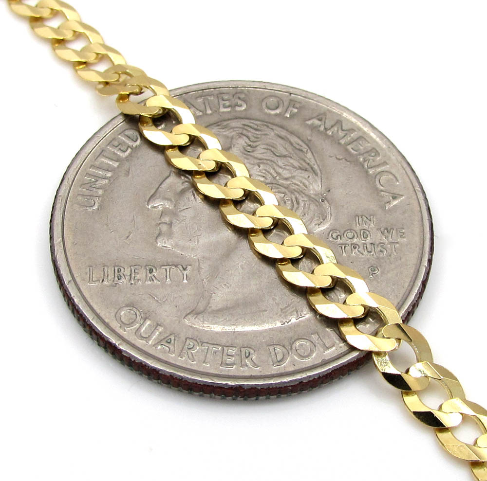 14k yellow gold solid cuban chain 18-24 inch 3.50mm - Image 3
