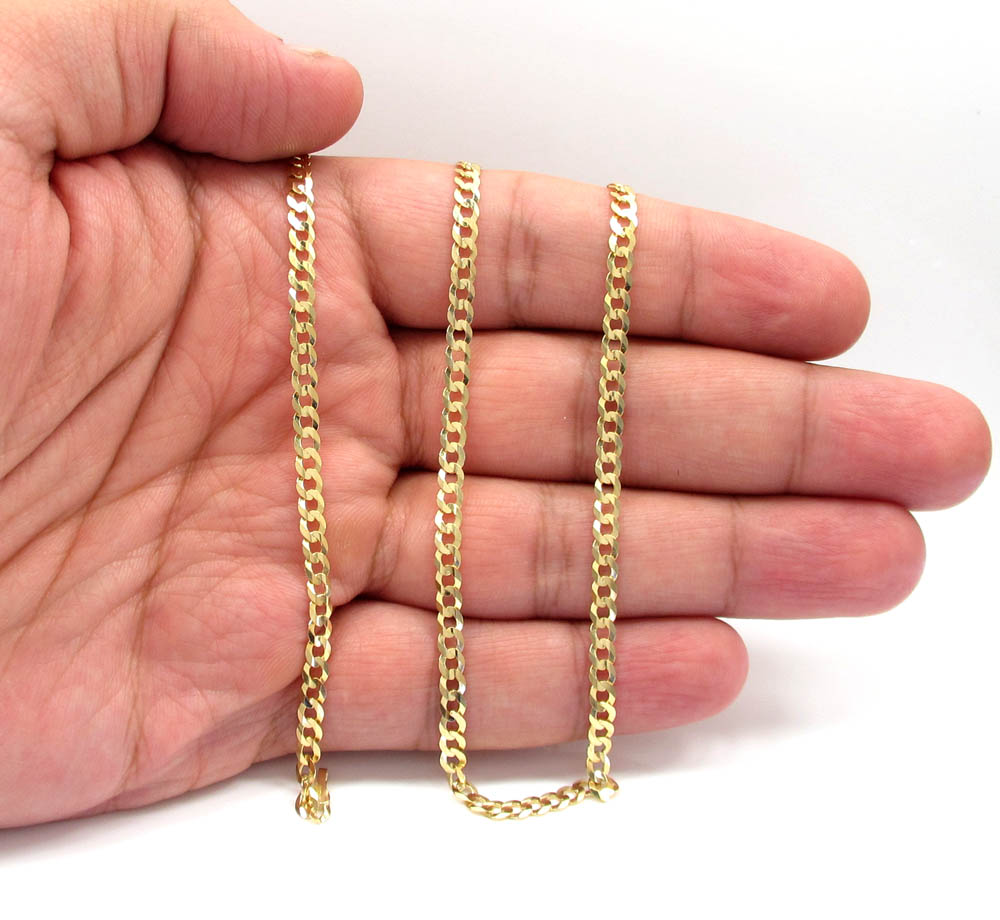 14k yellow gold solid cuban chain 18-24 inch 3.50mm