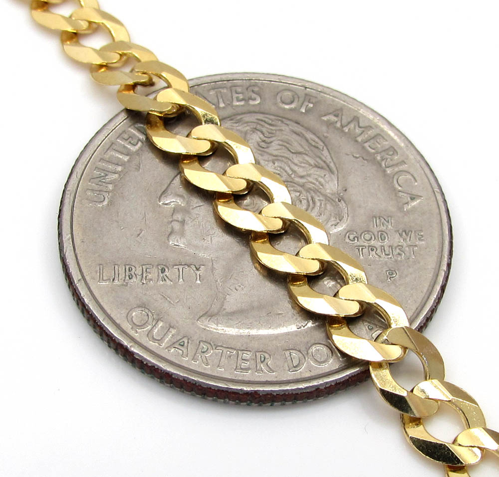 14k yellow gold solid cuban chain 16-24 inch 4.70mm