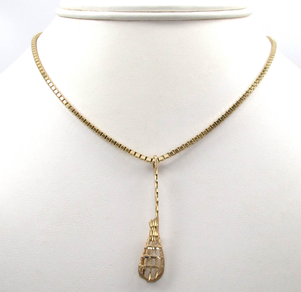 14k yellow gold lacrosse stick pendant - Image 6