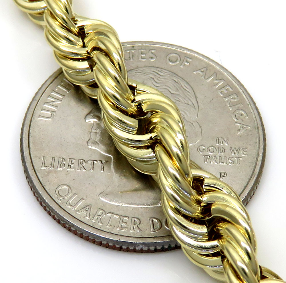 10k yellow gold smooth semi hollow italian rope chain 20-30 inch 6.50mm - Image 3