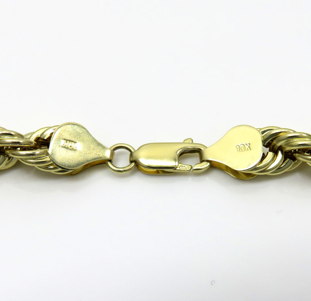 10k yellow gold smooth semi hollow italian rope chain 20-30 inch 6.50mm - Image 4