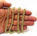 10k yellow gold smooth semi hollow italian rope chain 20-30 inch 6.50mm