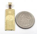 10k yellow gold diamond cut one hundred dollar bill pendant 