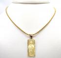 10k yellow gold diamond cut one hundred dollar bill pendant 