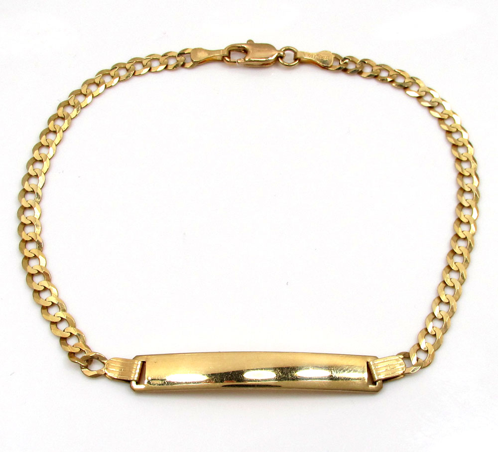 10k yellow gold cuban id bracelet 8.50 inch 3.50mm 