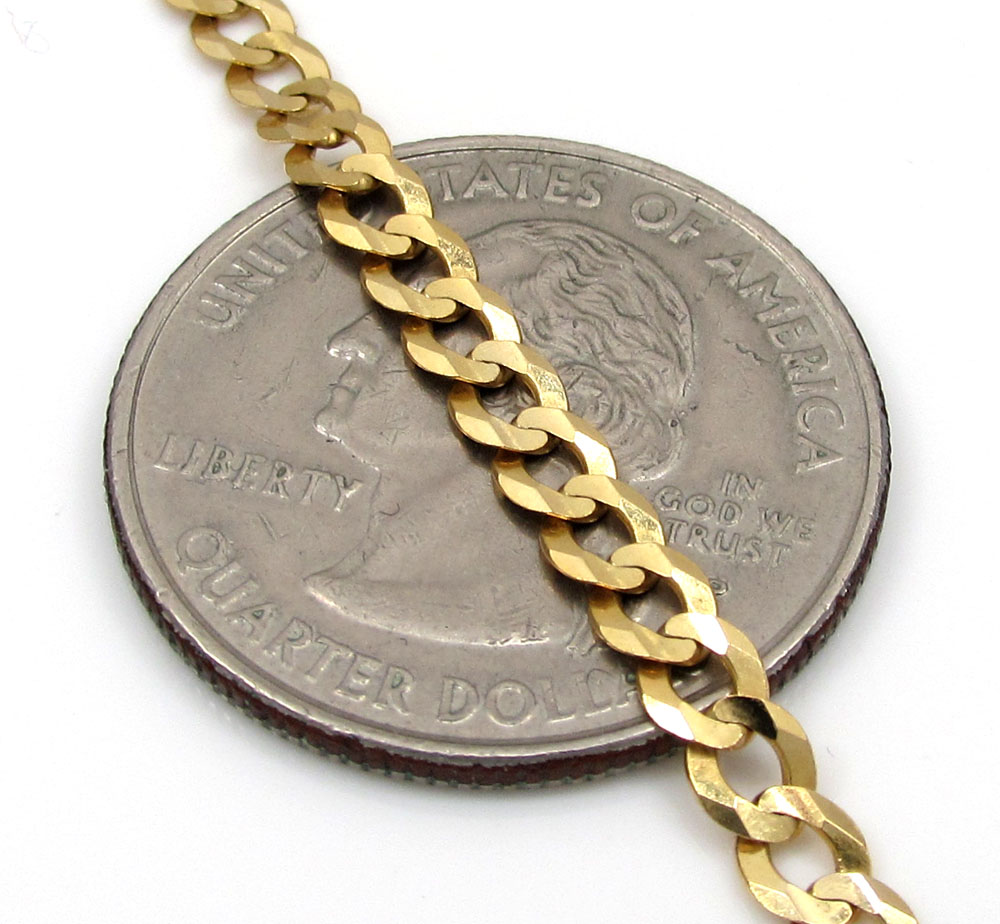 10k yellow gold cuban id bracelet 8.50 inch 3.50mm 