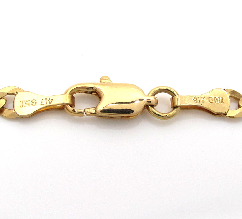 10k yellow gold cuban id bracelet 8.50 inch 3.50mm 
