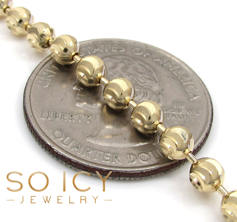 14k solid yellow white rose gold moon cut bead chain 16-26 inch 4mm - Image 3