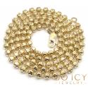 14k solid yellow gold moon cut bead chain 16-30 inch 4mm