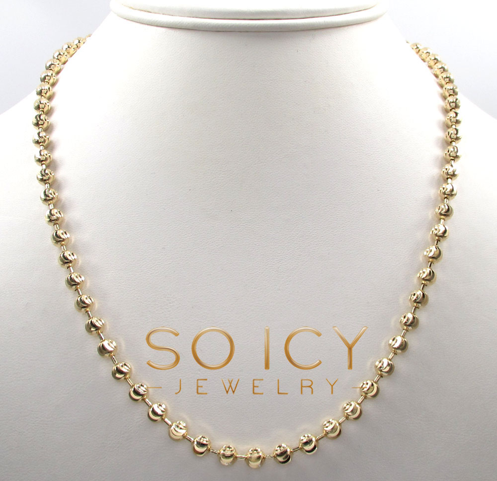14K Solid Yellow Gold Ball Bead Chain 3mm 22 Inches - 14.90 Grams (Standard) / White Gold - NYC Luxury