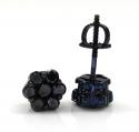 14k black gold black diamond 6mm cluster medium earrings 0.75ct 