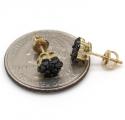 14k yellow gold black diamond 6mm cluster medium earrings 0.75ct 