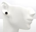 14k yellow gold black diamond 6mm cluster medium earrings 0.75ct 