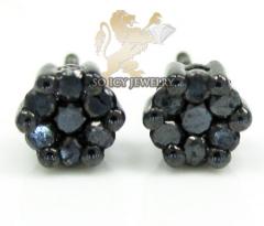 14k yellow gold black diamond cluster small earrings 4.8mm 0.50ct