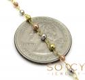 10k yellow gold tri tone disco ball skinny bead rosary chain 26 inch 2.4mm 