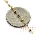 10k yellow gold tri tone disco ball skinny bead rosary chain 26 inch 2.4mm