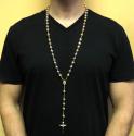 10k yellow gold tri tone large disco ball bead rosary chain 30 inch 9.8mm 