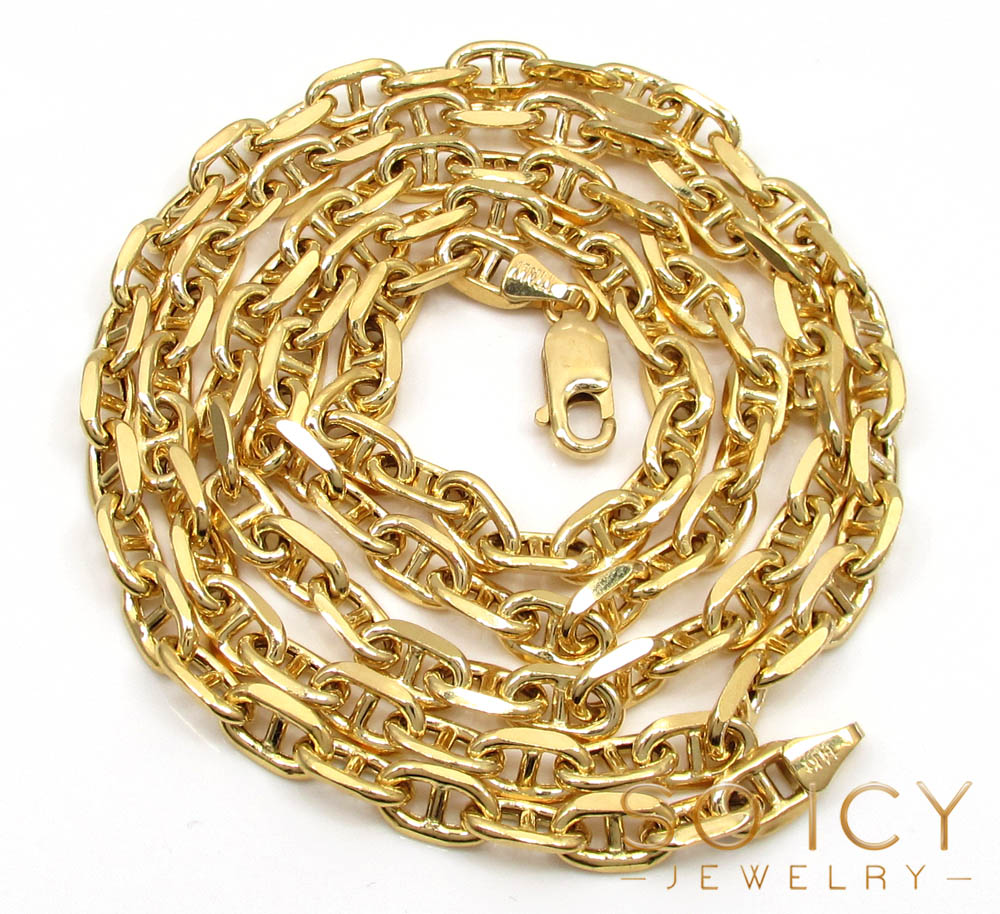 14k gold puffed mariner chain 24-36 inch 5mm 
