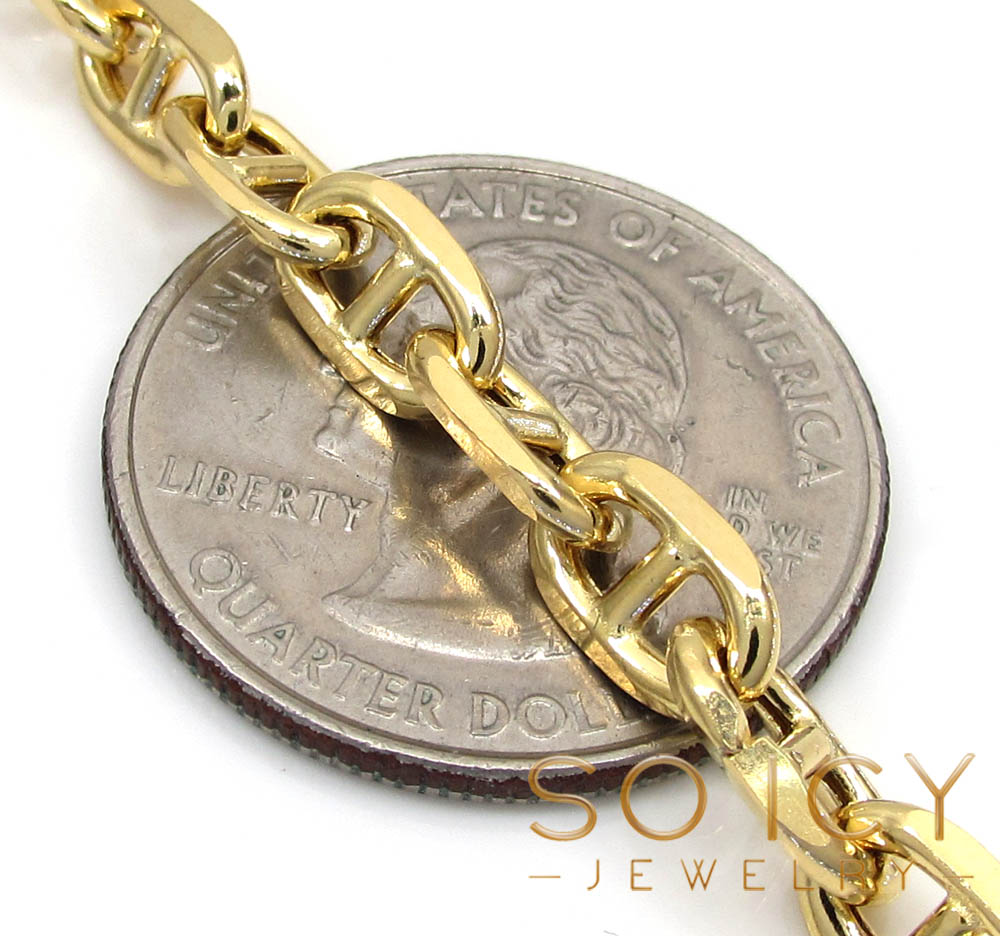 14k gold puffed mariner chain 24-36 inch 5mm 