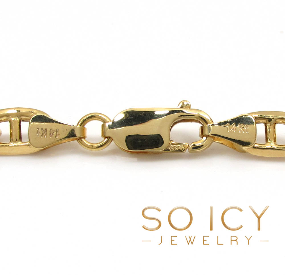 14k gold puffed mariner chain 24-36 inch 5mm 
