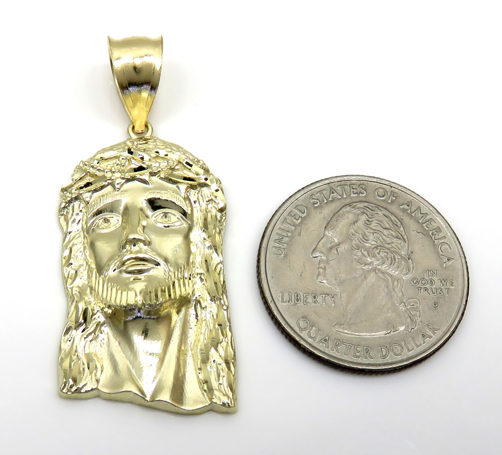 10k yellow gold medium classic jesus face pendant - Image 2