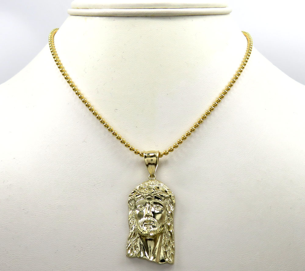 10k yellow gold medium classic jesus face pendant 