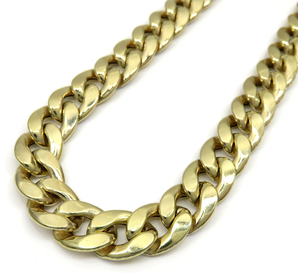 10k yellow gold thick reversible two tone miami chain 26 inch 12.50mm