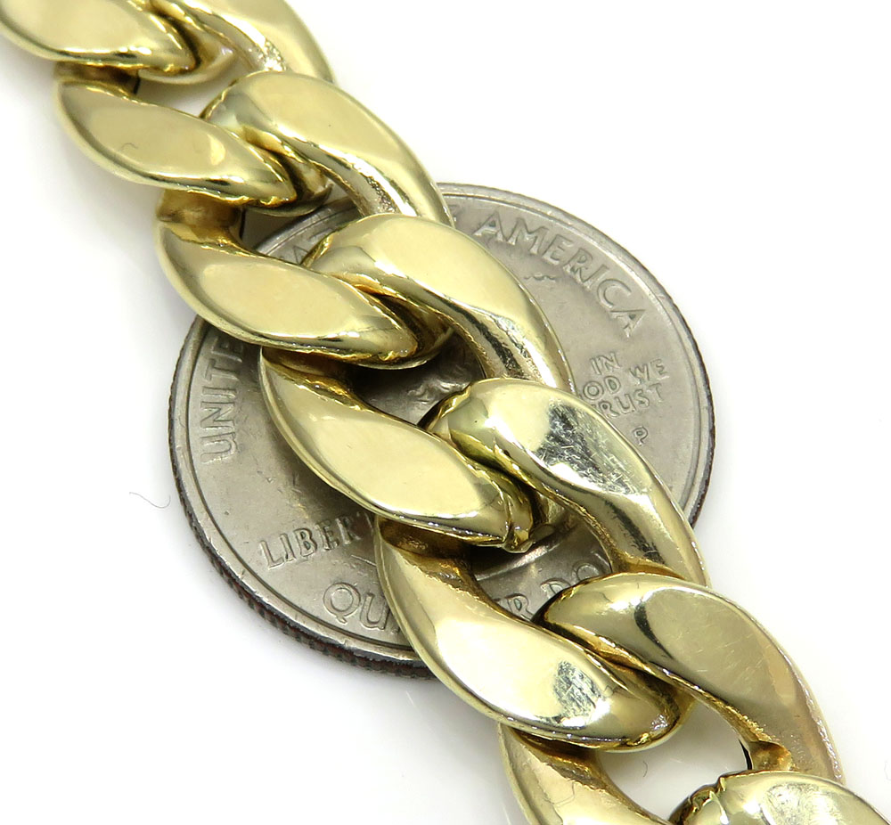 10k yellow gold thick reversible two tone miami chain 26 inch 12.50mm