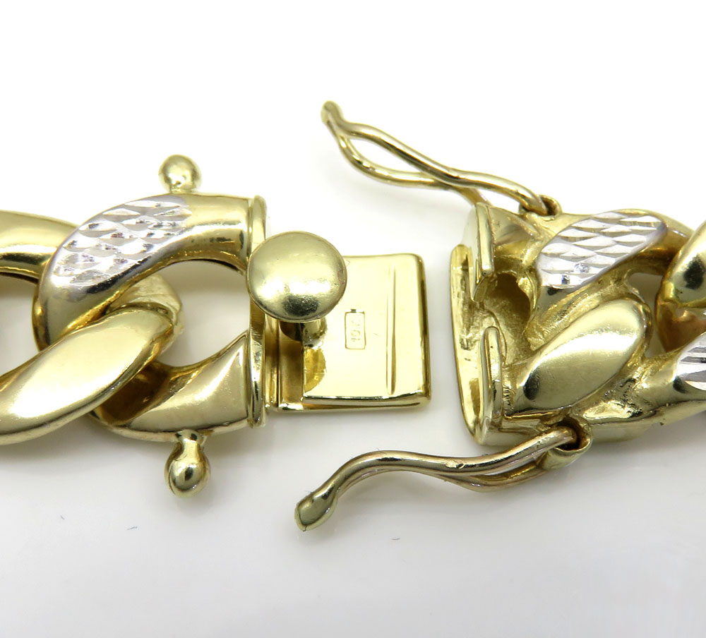 10k yellow gold thick reversible two tone miami chain 26 inch 12.50mm