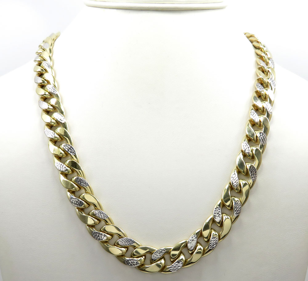 10k yellow gold thick reversible two tone miami chain 26 inch 12.50mm - Image 8