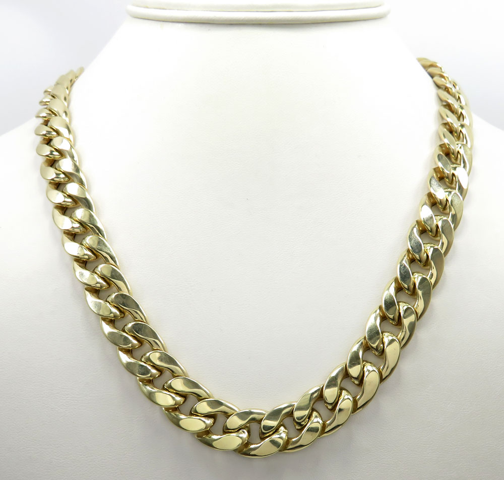10k yellow gold thick reversible two tone miami chain 26 inch 12.50mm