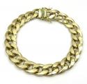 10k yellow gold one sided diamond cut two tone cuban bracelet 9 inch 12.50mm