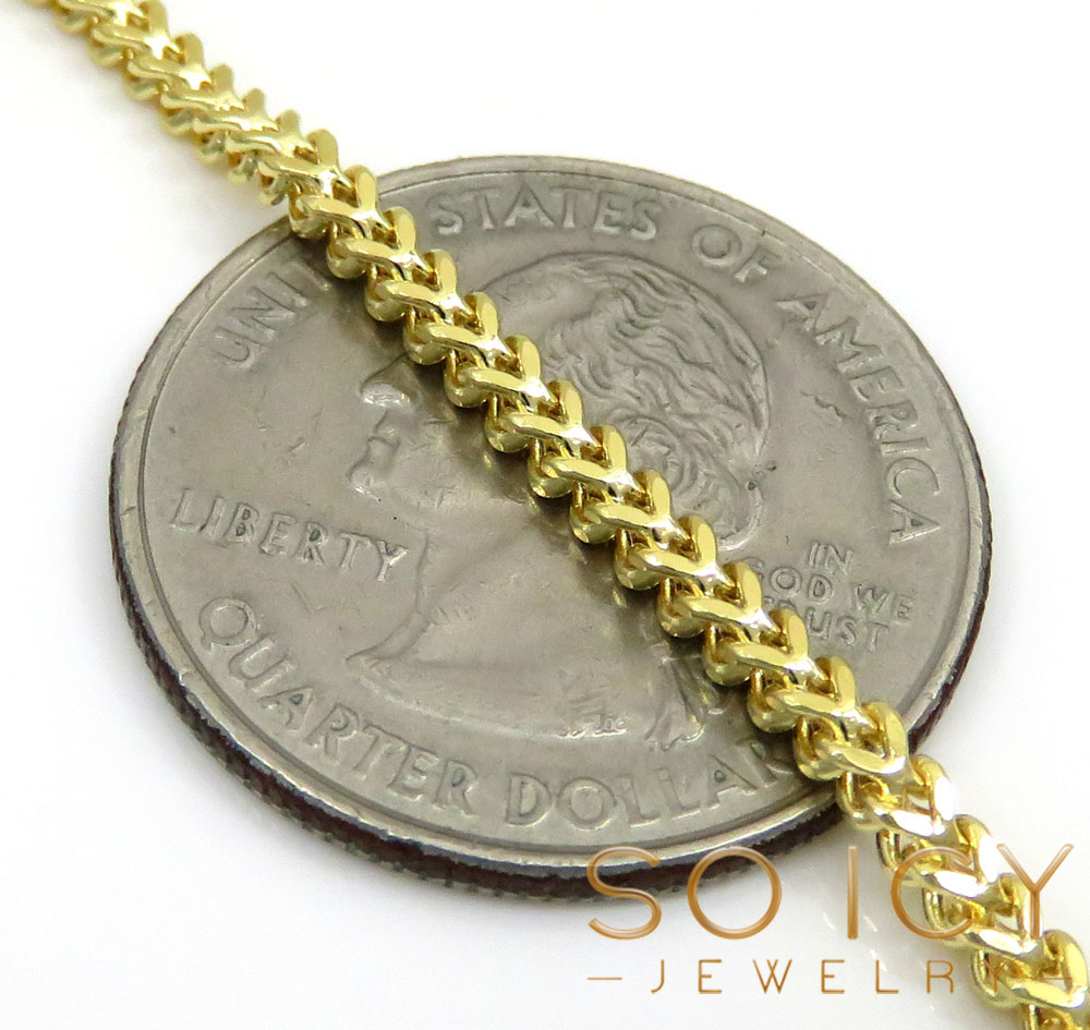 14k gold hollow box franco chain 18-30 inch 2mm