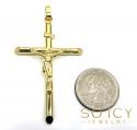 14k yellow gold extra large jesus tube cross pendant 