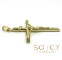 14k yellow gold extra large jesus tube cross pendant 