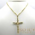 14k yellow gold extra large jesus tube cross pendant 