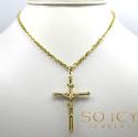 14k yellow gold large jesus tube cross pendant 