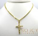 14k yellow gold small jesus tube cross pendant 