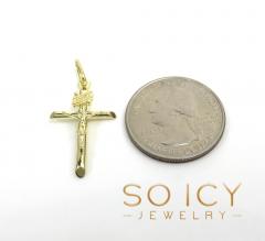 14k yellow gold mini jesus tube cross pendant