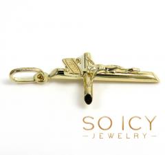 14k yellow gold mini jesus tube cross pendant