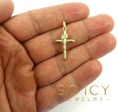 14k yellow gold mini jesus tube cross pendant