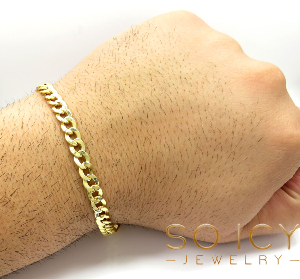 10k yellow gold cuban bracelet 8.50 inch 6.5mm - Image 5